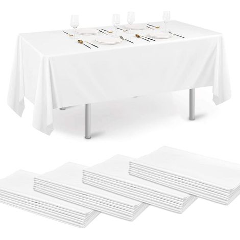 20er Pack Einweg Tischdecken Weiß, Wasserdicht, 140x200 cm, für Partys & Feiern