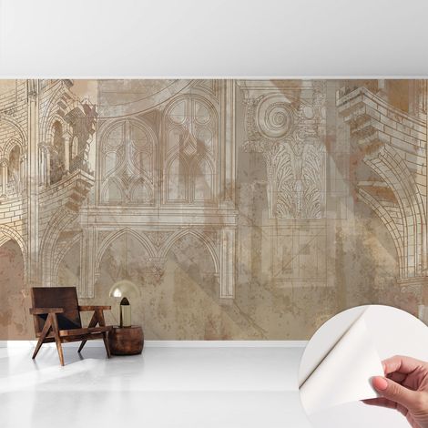 Fototapete Selbstklebend - Wanddekoration - Wandfolie - 3D Tapete Wand - Wohnungsdeko Historische Ornamente 416x254 cm (1/5)