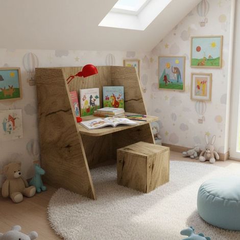 Scrivania montessori regolabile con sedia - Cresce con il tuo bambino - Quercia