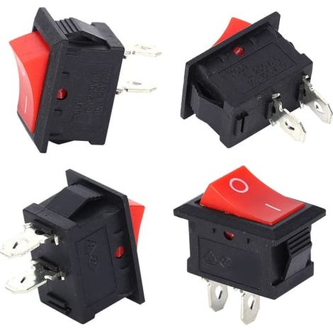 Lot de 10 interrupteurs à bascule bipolaires en plastique KCD1-101, bouton noir, pour le remplacement d'appareils électroménagers (1/5)