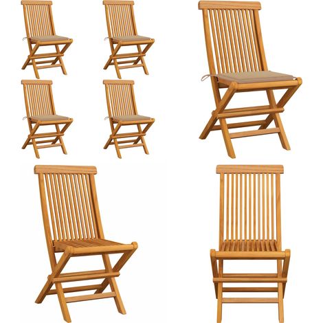 Chaises de jardin et coussins beige lot de 4 Bois teck massif - Chaise De Jardin - Fauteuil De Jardin - Mobilier De Jardin - Terrasse - Décoration Extérieure - Home & Living (1/5)