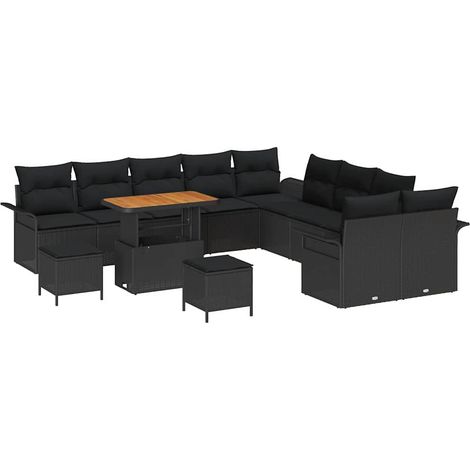Garden Sofa Set with Cushion with Storage 13 pcs Black vidaXL (1/5)