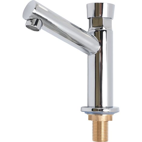Robinet mitigeur coudé à ouverture retardée pour lavabo de salle de bain, idéal pour la maison et l'hôtel. (1/5)