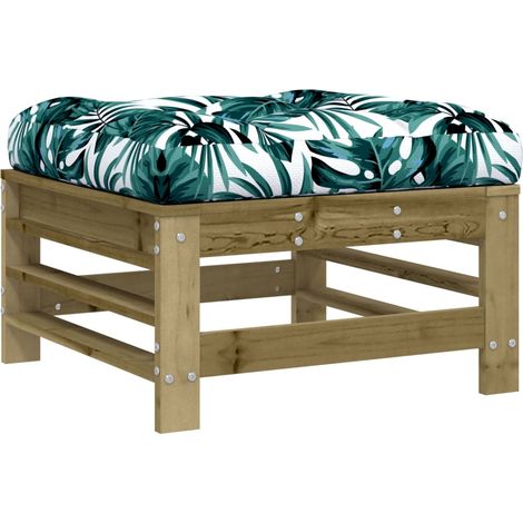 Repose-pied de jardin avec coussin bois de pin imprégné (1/5)