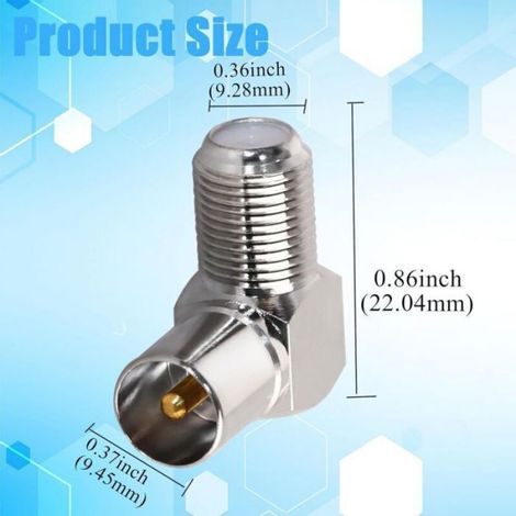 Connecteur Coaxial TV - Adaptateur PAL F Mâle-Femelle 90° - Impédance 75 Ohm - Pour Câble Satellite et Décodeur - Lot de 4 (1/4)