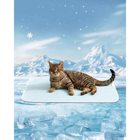 Tapis rafraîchissant pour chiens et chats - Lit rafraîchissant instantané, lavable en machine, base antidérapante, utilisable à l'intérieur comme à l'extérieur, bleu clair (1/5)
