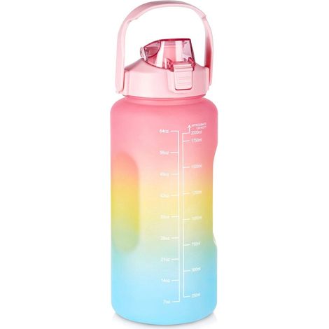 Rainbow 2L Water Bottle with Straw and Handle (1/5)