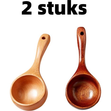 Lot de 2 cuillères à ramen à long manche pour soupe et usage domestique 21 x 8 x 4 cm marron (1/5)