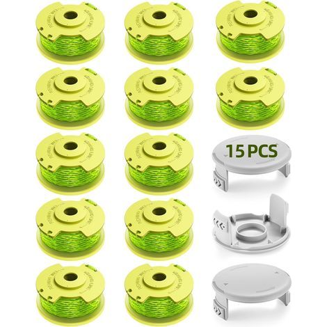 11 Pièces - Bobine Fil - Couvercle Débroussailleuse - Compatible Ryobi One&43 18v 24v 40v - Nylon Résistant Ø2.0mm x 3.4m - Jardin Pelouse - Noir (1/5)