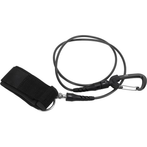 Cordon de sécurité pour apnée, sangle de poignet avec mousqueton, corde de plongée sous-marine, noir (1/5)