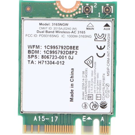 Carte réseau sans fil 433Mbps double bande 2.4GHz/5GHz NGFF M.2 mini adaptateur WiFi pour ordinateur portable (1/5)