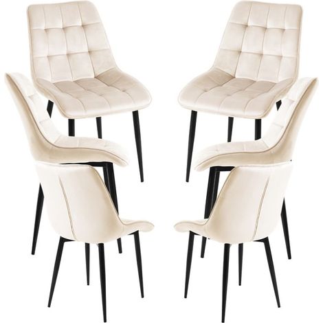 Packs Sillas Comedor - Pack 6 Sillas Cade Terciopelo - Beige (1/5)