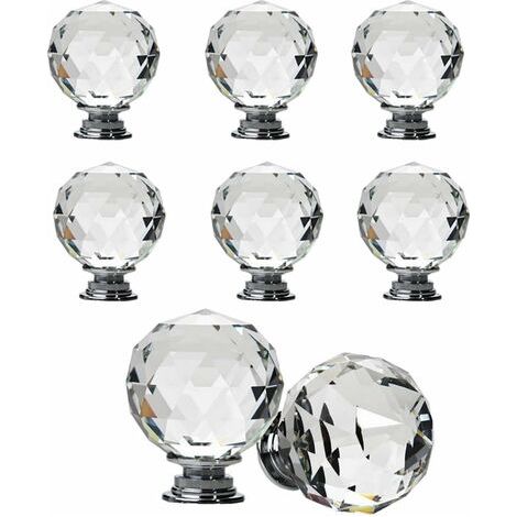BUNTHAUS Lot de 8 boutons de tiroir sphériques en cristal,Poignée Bouton de Porte forme Diamètre 30mm Cristal Clair, Boutons d'armoire Mant Rond Verre Boutons Décoration pour Meuble Tiroir (40 mm) (1/5)