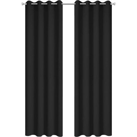 FENOPLASTICA2 Pièces Rideaux Occultants Thermiques pour Salon - 140x240cm - Noir