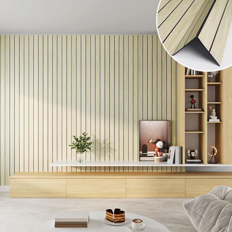 Panneaux Muraux 3D Adhesif Effet Bois Chêne Clair 30x300cm Panneau Bois Naturel Mural Decoratif Salon Chambre 3D Lamelles Rouleau de Revetement Mural Adhesif pour Chambre à Coucher Bureau (1/5)