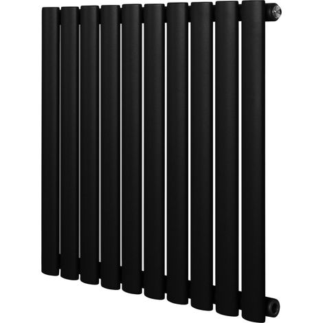 Radiatore Orizzontale Design Ovale Colonna Singola Nero 600x600 mm (1/5)