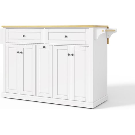 Îlot de cuisine mobile pliant avec tiroirs et roulettes verrouillables 121 x 69 x 89 cm MDF (1/5)