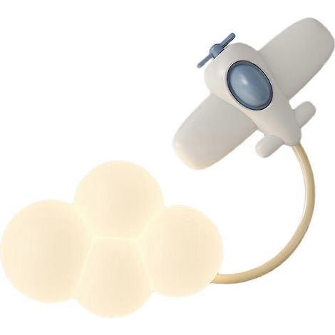 Lampe de chevet pour chambre d'enfant, motif avion, abat-jour en PE, étoile, montgolfière, nuage, nuit, économie d'énergie (1/5)