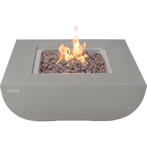Ensemble braséro à gaz Westport 4 pcs - béton fibré, avec pare-vent et caches
