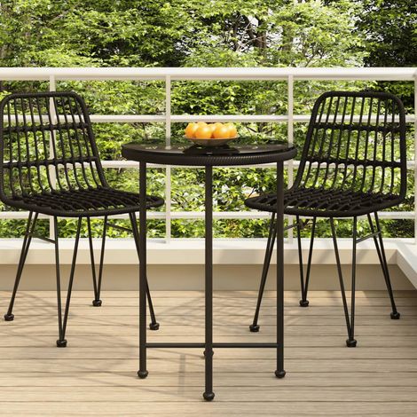 Table à manger Scandinave - Table de salle à manger Noir Ø55 cm Verre trempé et acier BV801858 - BonneVie (1/5)