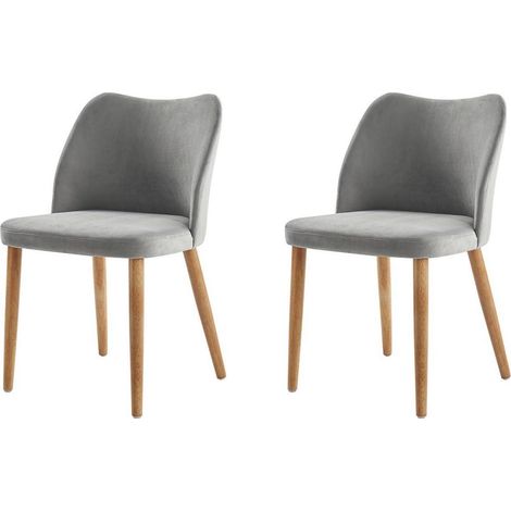 2er Set Esszimmerstühle Grau mit Holzbeinen, bequem & ergonomisch (1/5)