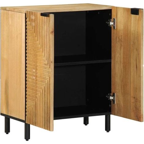 Buffet de Cuisine en Bois de Manguier Massif 60x33x75 cm, Meuble de Rangement Brun Style Rustique pour Salle à Manger et Salon (1/5)