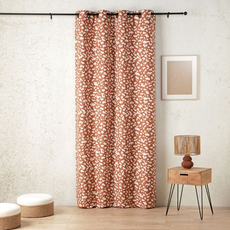 Rideau thermique obscurcissant et phonique "bouleau" 140 x 240 cm motif tacheté - 140x240cm - Terre cuite (1/2)