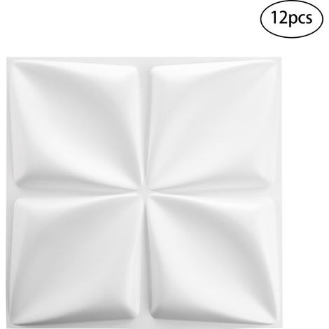 12pcs Decorative 3D Wall Panels White Diamond Design PVC (1/5)