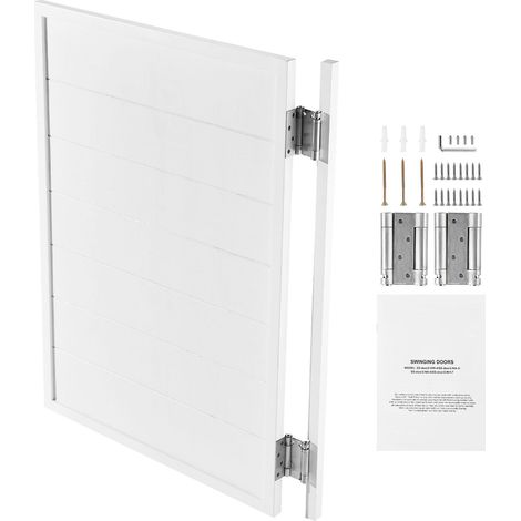 Portes battantes de bar en pin massif 81,3 x 106,7 cm, design carré, pour passage cuisine salon hall, avec charnières et kit de fixation, installation facile, blanc (1/5)