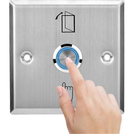 Bouton-poussoir de sortie, interrupteur de déverrouillage de porte en acier inoxydable, bouton de déverrouillage d'urgence avec voyant lumineux, adapté aux systèmes de contrôle d'accès, acier inoxydab (1/4)