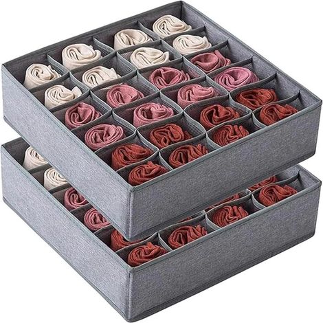 Aufbewahrungsbox-Set – Schubladenorganizer – Kleidersortierung – Faltbar – 24 Fächer – Grau (1/5)