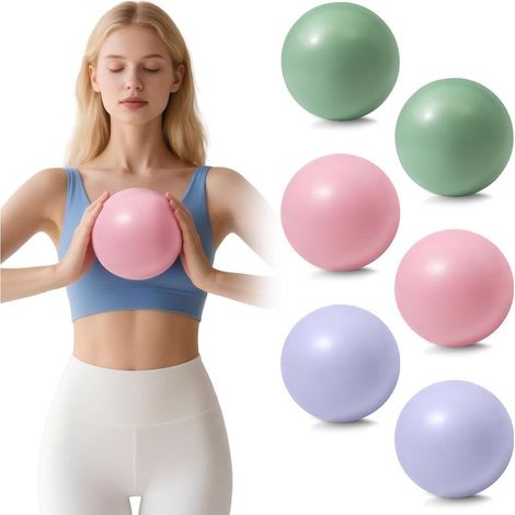Set mit 3/6 Pilatesbällen, 25 cm – platzsicher und rutschfest – Kleiner Gymnastikball mit aufblasbarem Schlauch, Pilatesball für die Beckenbodenmuskulatur, für Yoga und (1/5)