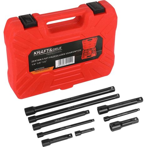 Juego de extensión de impacto de 9 piezas 1/4"" 3/8"" 1/2"" KD12532