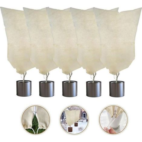 Protections d'hiver pour plantes-avec cordon de serrage zippé-pour protéger les plantes pendant l'hiver-lot de 5,jaune,80 x