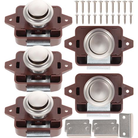 Serrures à Bouton-poussoir Style Minimaliste sans Clé Lot de 5 en Abs et Alliage de Zinc Haute Performance pour Portes D'armoire et Tiroirs de Yacht pour Meubles (1/5)