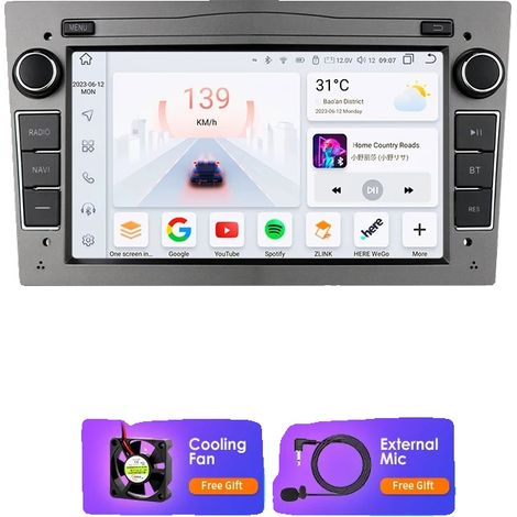 Autoradio, connettività smart integrata, supporto multimediale, compatibile con Opel Astra H G J Zafira B Corsa C D Antara Vectra Vivaro, S1 (8Core 3G 32G) Grigio (1/2)