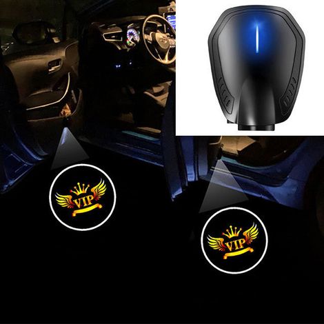 (1 pièce) Lampe de bienvenue LED sans fil rechargeable par USB pour portière de voiture, projecteur laser avec logo, éclairage à induction automatique, éclairage décoratif universel pour véhicules. (1/4)
