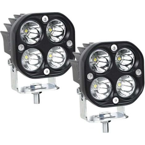 (2 pezzi) Faro da lavoro a LED bianco da 7,6 cm 3'' 40 W per trattore, fendinebbia a LED impermeabili IP67 da 12 V 24 V per auto 4x4, camion, SUV, barca, quadrato