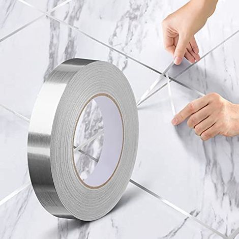 1PC (2cm x 50m, silver) Self-adhesive Decorative Tile Tape, Waterproof Joint Line Strip, for Floors, Walls, Ceilings, Doors and Windows, Home Decor (1/5)