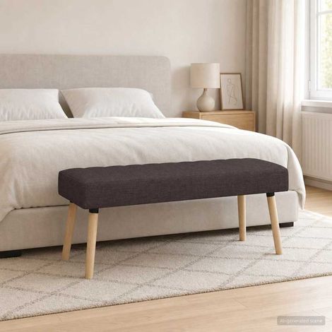 vidaXL Banc capitonné canal Marron foncé 110 x 40 x 46 cm Tissu (1/5)