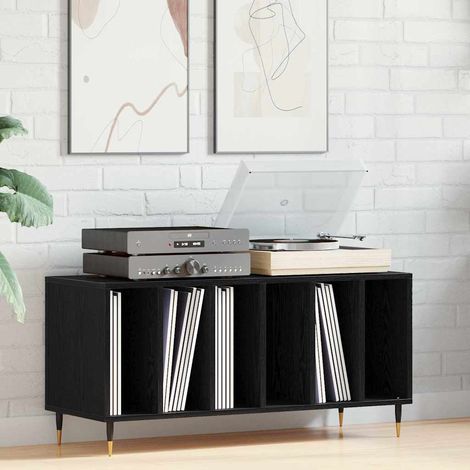 Record Cabinet Black Oak 100 x 38 x 48 cm Engineered Wood vidaXL