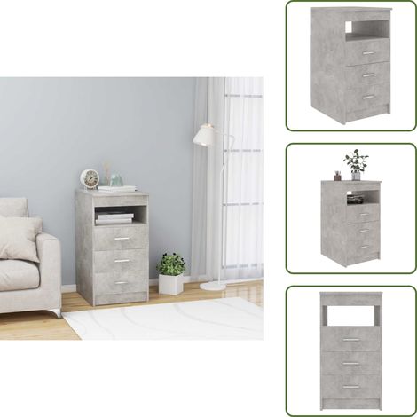 Armoire à tiroirs Gris béton 40x50x76 cm Bois d'ingénierie - Meuble De Rangement - Armoire Tiroir - Commode - Meuble Gris - Mobilier Moderne