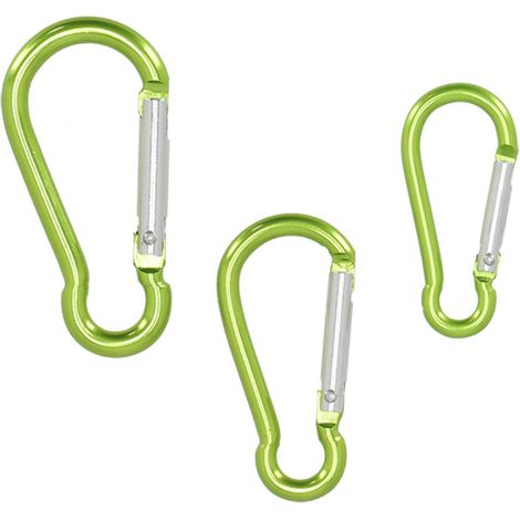 Esschert Design Karabinerhaken grün metallic im 3 er Pack - Aluminiumlegierung