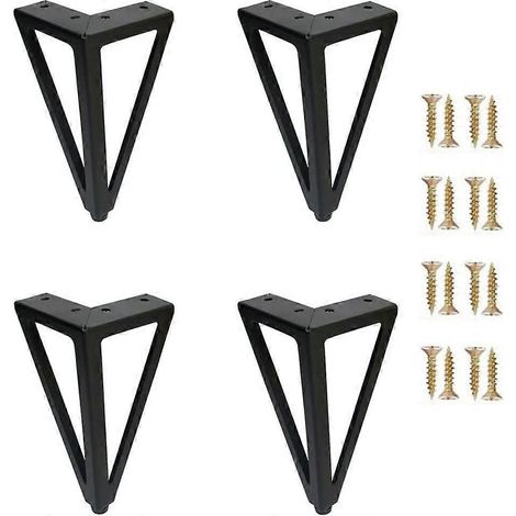 4 pieds de canapé triangulaires en métal, pieds de meuble triangulaires en métal, pieds de canapé triangulaires, pieds de canapé triangulaires noirs, pieds de canapé noirs à monter soi-même, compatibl (1/5)