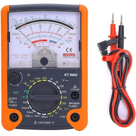 KT8402 Multimètre portable, multimètre mécanique, multimètre à aiguille de haute précision, testeur électrique pour tension continue (1/4)