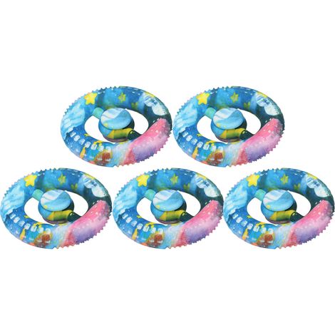 Lot de 5 anneaux de préhension ronds en silicone imprimé, jouet anti-stress pour la rééducation des doigts, motif ciel étoilé, idéal pour la maison. (1/5)