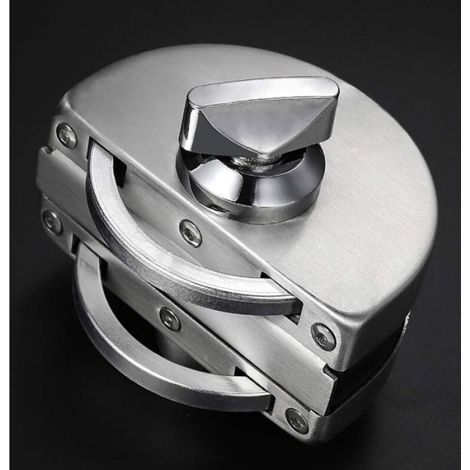 Serrure porte en verre - - Modèle - Sans perçage - Inox - 98x65x40 mm (1/4)