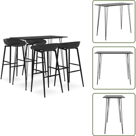 5-tlg. Bar-Set Schwarz - Bar Set - Bartisch - Barhocker - Kücheninsel - Wohnzimmer Dekoration (1/5)