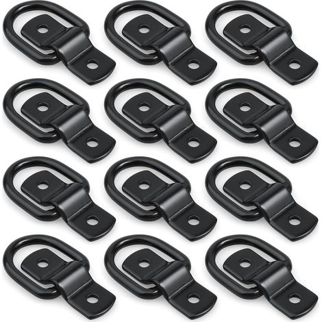 Crediri 12er-Pack D-Ring-Zurrgurte, 1/4-Zoll-D-Ringe, Anker-Zurrring für Fracht auf Anhängern, LKWs, Wohnmobilen, Campern, Transportern, Geländefahrzeugen, SUVs, Booten, Motorrädern usw. Fahrzeuge, Sc (1/5)