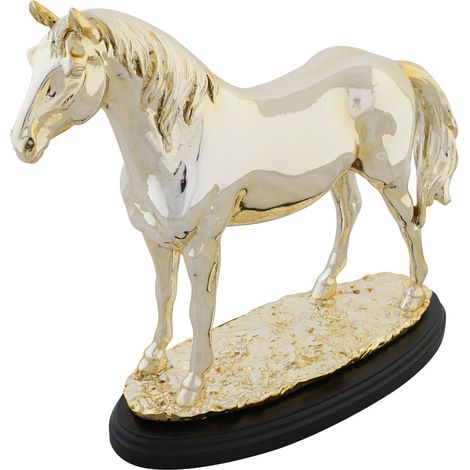 Harzfigur 30x11.5x26 Gold Metallic Horse Harz mehrfarbige Farbfamilienfamilien -Figuren Dekoration Details (1/4)